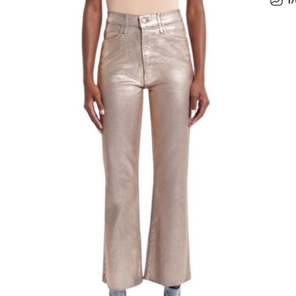 MOTHER Hustler Ankle Heavy Metal Flare Fray Jeans Never Worn Size 33